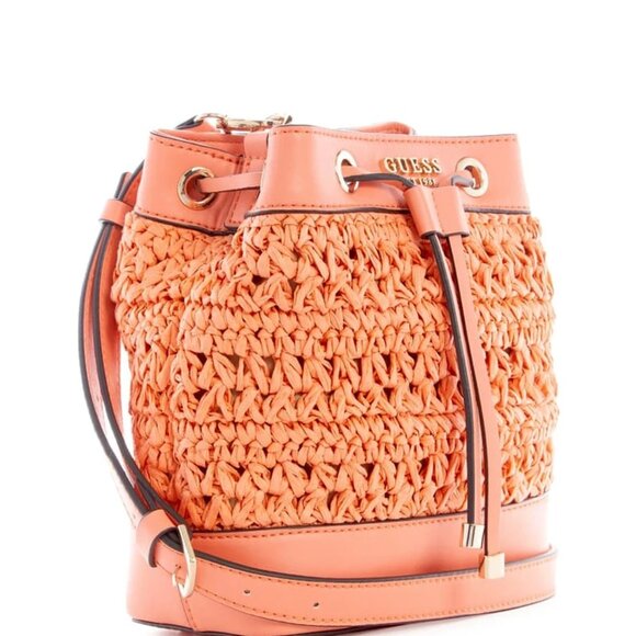 GUESS LIGURIA CROCHET STRAW BUCKET BAG - BRAND NEW with original DUST BAG - CORA - Picture 8 of 8